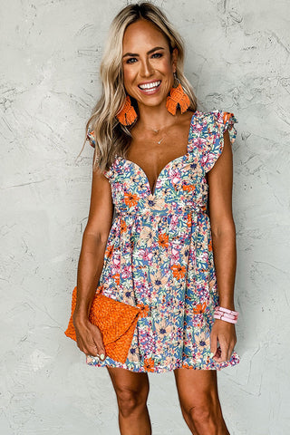 Sweetheart Ruffle Floral Dress