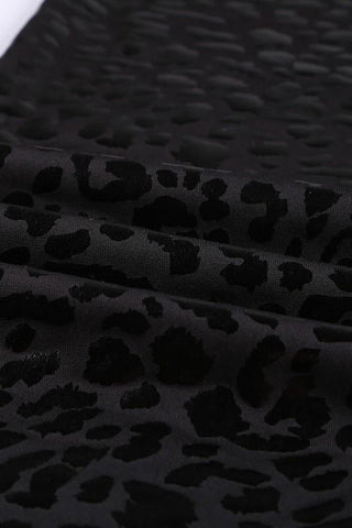 Leopard Print Pleather Leggings - Black