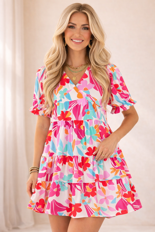 Tropical Flowers Swing Dress