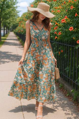 Tangerine Bloom Maxi Dress