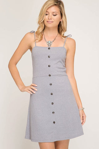 Button Down Summer Dress - Gray