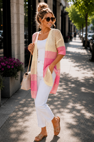 Knee Length Cardigan - Shades of Sunrise