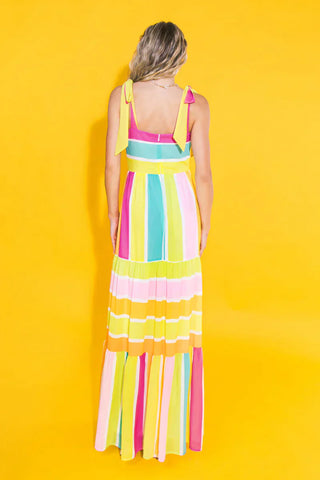 Striped Rainbow Sundress - Yellow