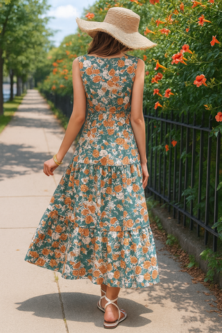 Tangerine Bloom Maxi Dress