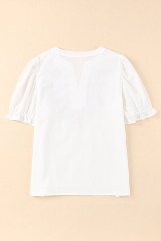 Cotton Embroidered Top - White