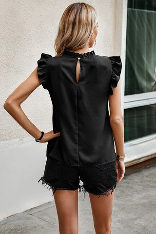 Pleated Sleeveless Top - Black