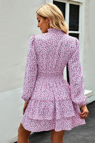 Spring Floral Long Sleeve Dress - Pink