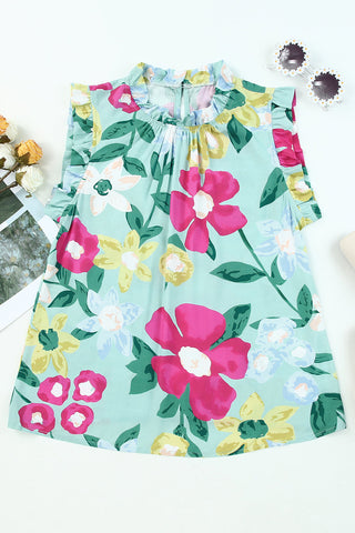 Sleeveless Floral Top - Mint