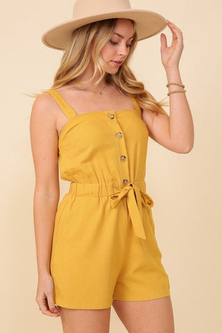 Countryside Linen Romper - Mustard