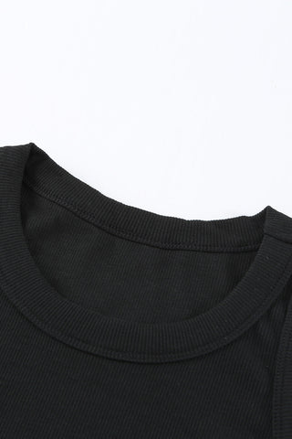 Thick Ribbed Sleeveless Top - Black