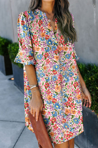 Retro Floral Shift Dress