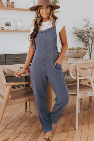 Casual Jumpsuit with Pockets - Gray