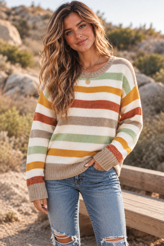 Calling Fall Striped Sweater