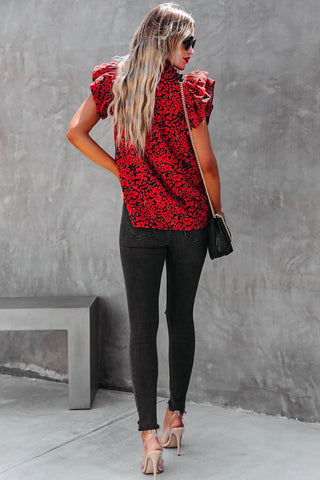 Flutter Sleeve Floral Top - Ruby