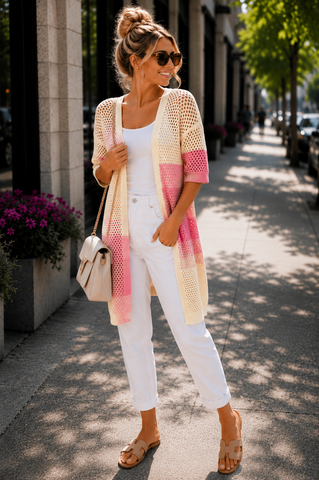 Knee Length Cardigan - Shades of Sunrise