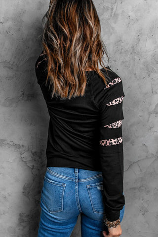 Black Leopard Crew Neck Sweatshirt