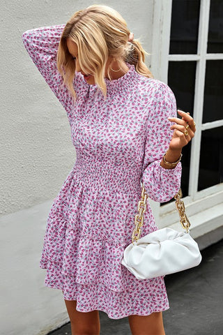 Spring Floral Long Sleeve Dress - Pink