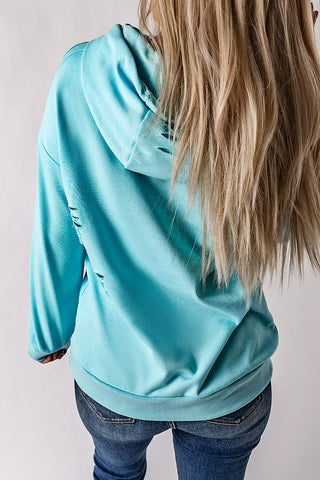 Distressed Hoodie - Turquoise