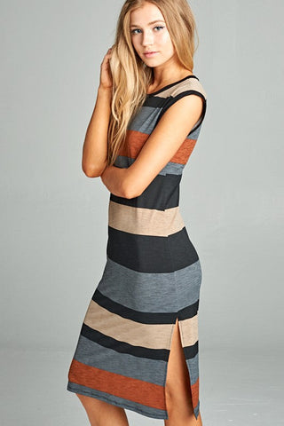 Striped Midi Dress - Chesnut