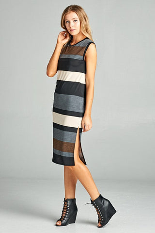 Striped Midi Dress - Chesnut