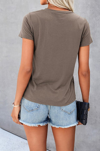 Casual Faux Pocket Tee - Khaki