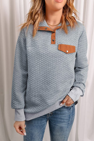 Snap Quilted Pullover - Heather Gray and Taupe