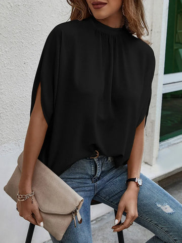 Cape Style Tie Top - Black