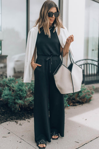 Tie Waist Jumpsuit - Black