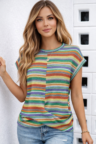Striped Colorful Twist Top