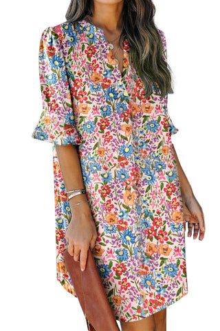 Retro Floral Shift Dress