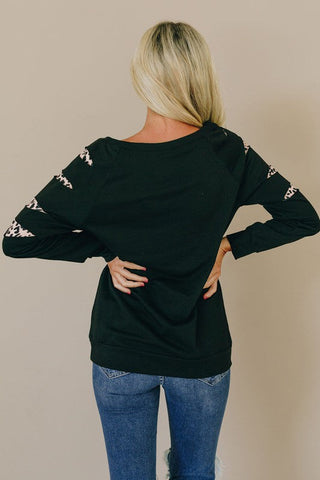 Black Leopard Crew Neck Sweatshirt