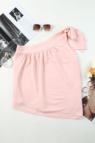 One Shoulder Tie Top - Pink