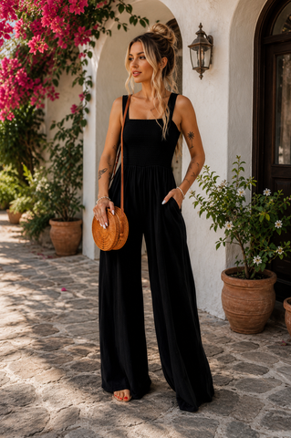 Smocked Jumpsuit - Black