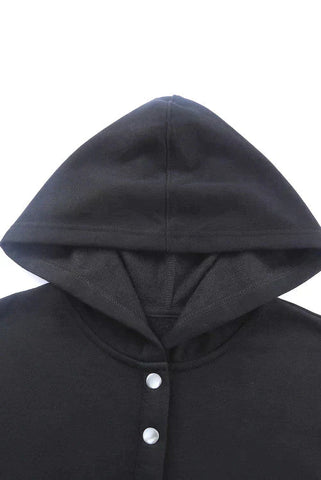 Henley Style Fall Hoodie - Black