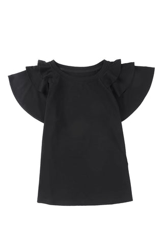 Ruffle Sleeve Top - Black