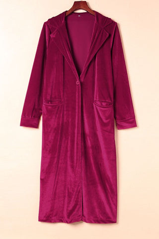Velour Long Jacket - Red