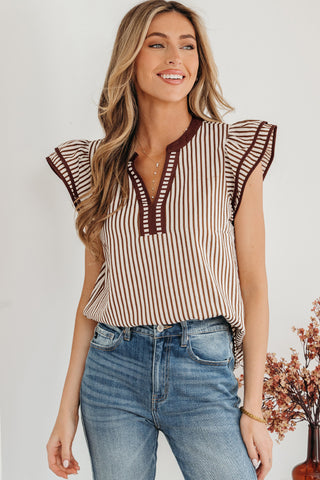 Ruffle Dress Top - Brown