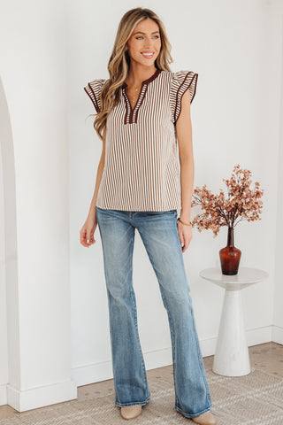 Ruffle Dress Top - Brown