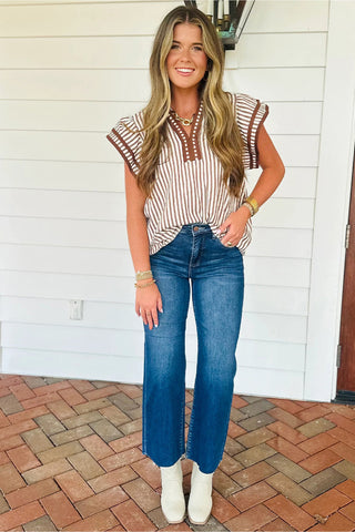 Ruffle Dress Top - Brown
