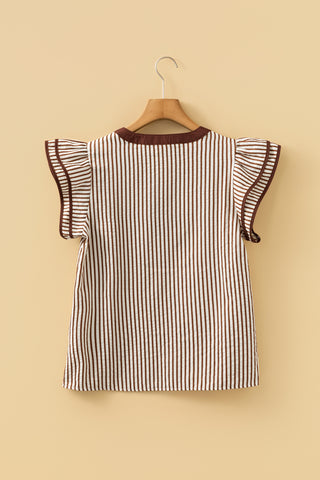 Ruffle Dress Top - Brown