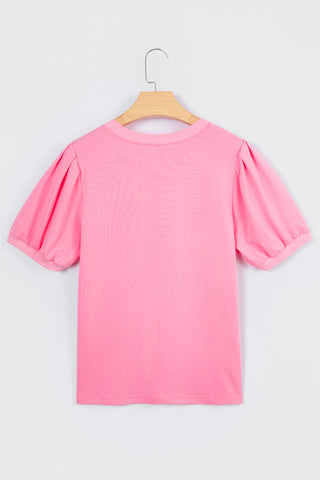 Pink Puff Sleeve Top