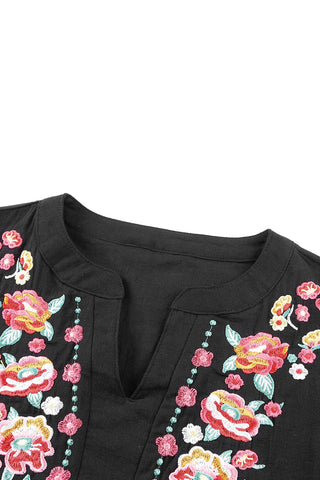 Cotton Embroidered Top - Black