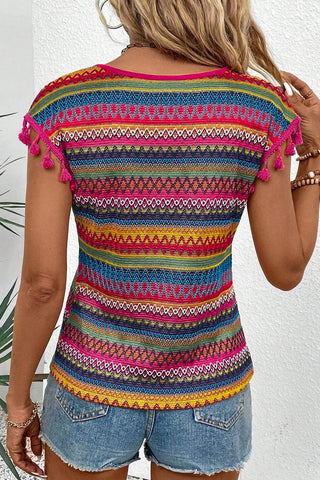 Zig Zag Colorful Tassel Top