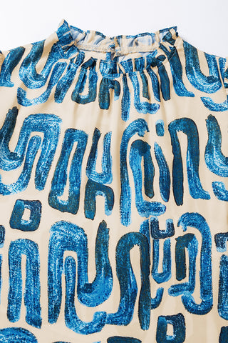 Abstract Print Top - Blue - Ships Tuesday