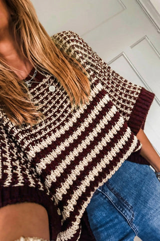 Oversized Half Sleeve Sweater - Burgundy