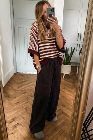 Oversized Half Sleeve Sweater - Burgundy