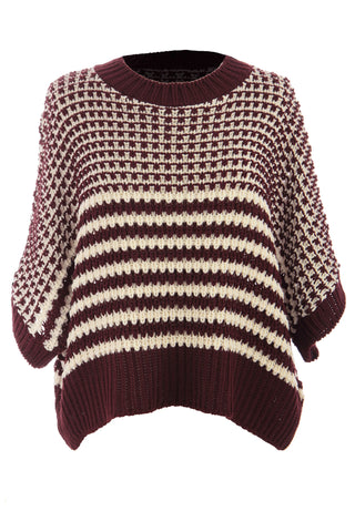 Oversized Half Sleeve Sweater - Burgundy