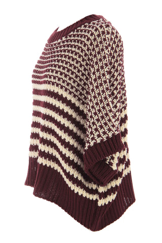 Oversized Half Sleeve Sweater - Burgundy