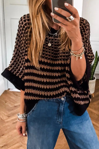 Oversized Half Sleeve Sweater - Black