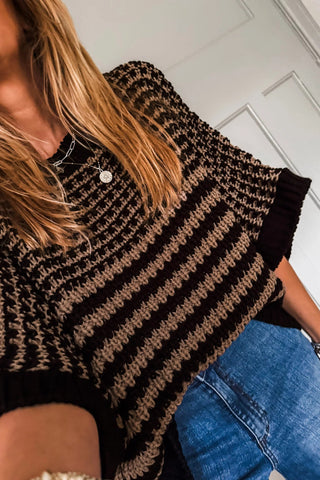 Oversized Half Sleeve Sweater - Black